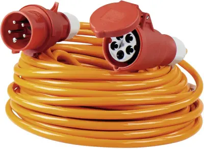 Električni podaljševalni kabel [ CEE-vtič - CEE-sklopka] 32 A oranžen 25 m AS Schwabe 59623