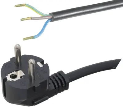 Priključni kabel [ varnostni vtič - kabel\, odprti konec] črni 5 m HAWA 1008228