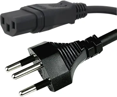 Priključni kabel za hladne naprave [ švicarski vtič - IEC vtičnica C14] črni 2 m HAWA 1008243
