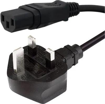 Priključni kabel za hladne naprave [ angleški vtič - vtič 3 A] črni 2 m HAWA 1008245