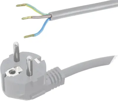 Priključni kabel [ varnostni vtič - kabel\, odprti konec] sivi 5 m HAWA 1008229