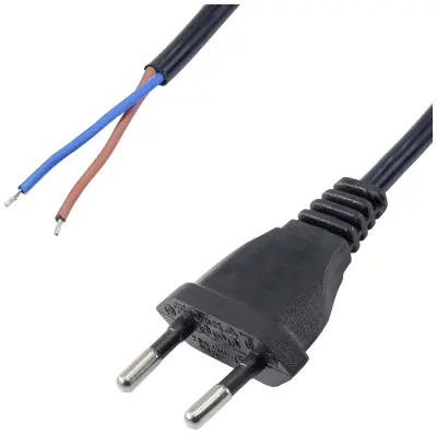 Akyga tok priključni kabel [1x prosti konec - 1x evropski moški konektor] 1.50 m črna