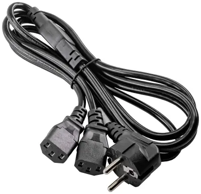 Akyga tok priključni kabel [1x ženski konektor IEC C13\, 10 A - 2x varnostni moški konektor] 1.80 m črna