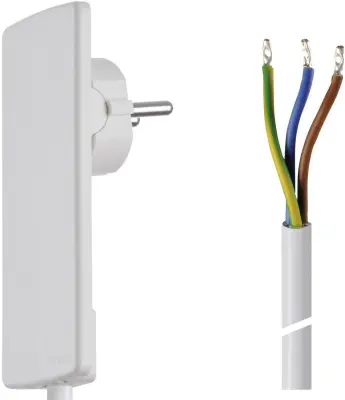 Priključni kabel [ varnostni ploščati vtič - kabel\, odprti konec] beli 1.5 m Schulte Elektrotechnik 151000151300
