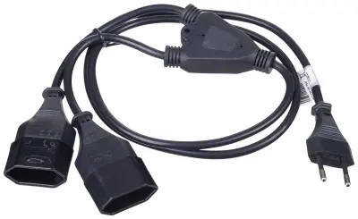 Akyga tok priključni kabel [1x evropski ženski konektor - 2x evropski moški konektor] 1.20 m črna