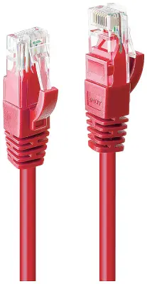 LINDY 48031 RJ45 omrežni kabel\, Patch kabel CAT 6 U/UTP 0.50 m rdeča  1 kos