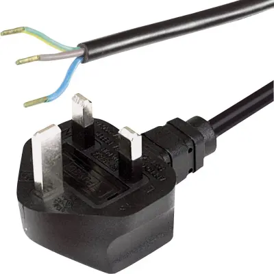 Priključni kabel [ angleški vtič - kabel\, odprti konec] črni 2 m HAWA 1008244