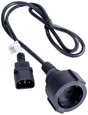 Akyga tok priključni kabel [1x moški konektor IEC\, C14 - 1x varnostna vtičnica] 1.00 m črna