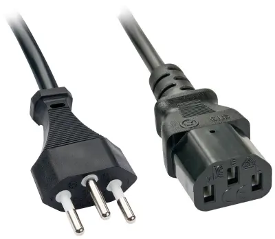 LINDY tok priključni kabel [1x švicarski moški konektor - 1x ženski konektor IEC C13\, 10 A] 2.00 m črna