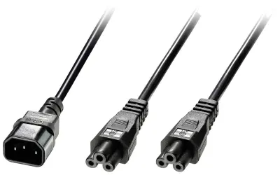 LINDY tok Y-kabel [1x moški konektor IEC\, C14 - 2x deteljičast ženski konektor C5] 2.50 m črna