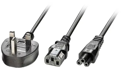 LINDY tok Y-kabel [1x VB vtič - 2x ženski konektor IEC C13\, 10 A\, deteljičast ženski konektor C5] 2.50 m črna