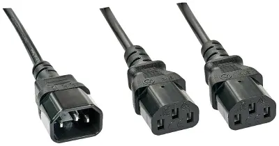 LINDY tok Y-kabel [1x moški konektor IEC\, C14 - 2x ženski konektor IEC C13\, 10 A] 1.00 m črna
