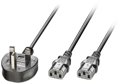 LINDY tok Y-kabel [1x VB vtič - 2x ženski konektor IEC C13\, 10 A] 2.50 m črna