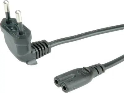 Omrežni kabel ROLINE\, Euro vtič (kotni) do C7\, 2-polni\, črn\, 1\,8 m Roline 19.07.2093 tok napajalni kabel  črna 1.80 m