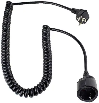 AS Schwabe 70425 tok podaljšek   črna 4 m H05VV-F 3G 1\,5 mm² spiralni kabel