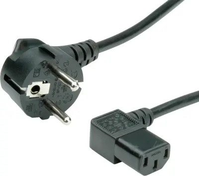 Napajalni kabel ROLINE\, pod kotom. IEC vtičnica\, črna\, 1\,8 m Roline 19.08.1118 tok priklučni konektor  črna 1.80 m