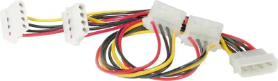 Roline tok priključni kabel [1x 4-polni električni moški konektor IDE - 4x 4-polni električni ženski konektor IDE] 0.45 m črna\, rdeča\, rumena