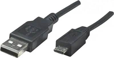 Manhattan USB 2.0 kabel [1x moški konektor USB 2.0 tipa A - 1x moški konektor USB 2.0 tipa micro B] 0.5 m črna UL-certificirano Manhattan USB kabel US