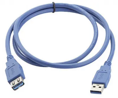 Manhattan USB kabel USB 3.2 gen. 1 (USB 3.0) USB-A vtič\, USB-A vtičnica 2.00 m modra pozlačeni konektorji\, UL-certificirano 322379-CG