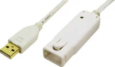 LogiLink USB kabel USB 2.0 USB-A vtič\, USB-A vtičnica 12.00 m bela pozlačeni konektorji\, UL-certificirano UA0092