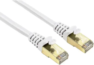 Hama 00078409 RJ45 omrežni kabel\, Patch kabel cat 5e S/STP 5.00 m bela z zaščitnim zapornim zatičem 1 kos