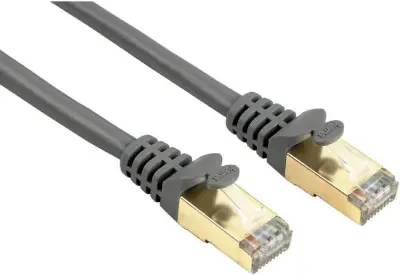Hama 41898 RJ45 omrežni kabel\, Patch kabel CAT 5e S/STP 10.00 m siva z zaščitnim zapornim zatičem 1 kos