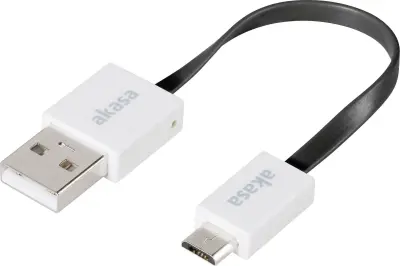 Akasa USB kabel USB 2.0 USB-A vtič\, USB-mikro-B vtič 0.15 m črna visoko fleksibilno\, pozlačeni konektorji\, UL-certificirano AK-CBUB16-15BK