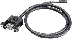 Akasa USB kabel USB 2.0 spojni konektor 4-polni \, USB-A vtičnica 0.60 m črna lahko se privije\, pozlačeni konektorji\, UL-certificirano AK-CBUB06-60BK