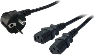 LogiLink tok priključni kabel [1x kotni varnostni moški konektor - 2x moški konektor IEC\, C13] 1.70 m črna