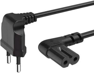 Euro napajalni kabel\, na obeh straneh pod kotom\, 1\,50 m črne barve Hama 137229 tok napajalni kabel  črna 1.50 m
