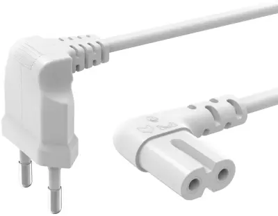 Euro napajalni kabel\, na obeh straneh pod kotom\, 3 m bel Hama 137227 tok napajalni kabel  bela 3.00 m