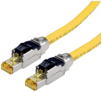 Roline 21.15.1851 RJ45 omrežni kabel\, Patch kabel CAT 8.1 S/FTP 1.00 m rumena masivna žica 1 kos