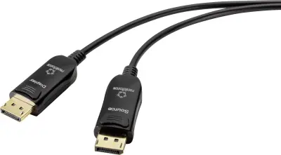 Renkforce steklena vlakna/DisplayPort kabel DisplayPort vtič, DisplayPort vtič 50 m črna UHD 8K @ 60 Hz, UHD 4K @ 120 Hz RF-4598012 DisplayPort kabel