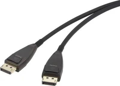 Renkforce DisplayPort priključni kabel DisplayPort  vtič\, DisplayPort  vtič 20.00 m črna RF-3770962 8K UHD\, pozlačeni konektorji DisplayPort kabel
