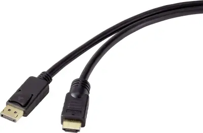 Renkforce DisplayPort / HDMI adapterski kabel DisplayPort  vtič\, HDMI-A  vtič 10.00 m črna RF-4581870  DisplayPort kabel