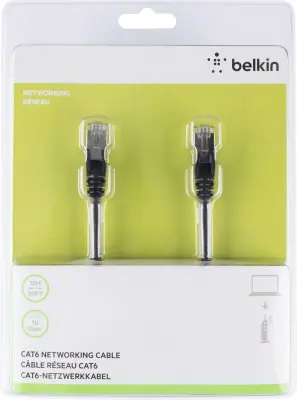 Belkin A3L981BT15MBKHS RJ45 omrežni kabel\, Patch kabel CAT 6 S/FTP 15.00 m črna z zaščitnim zapornim zatičem 1 kos