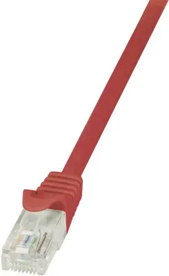LogiLink CP1084U RJ45 omrežni kabel\, Patch kabel CAT 5e U/UTP 7.50 m rdeča z zaščitnim zapornim zatičem 1 kos