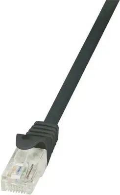 LogiLink CP1083U RJ45 omrežni kabel\, Patch kabel CAT 5e U/UTP 7.50 m črna z zaščitnim zapornim zatičem 1 kos