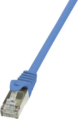 LogiLink CP1026S RJ45 omrežni kabel\, Patch kabel CAT 5e F/UTP 0.50 m modra z zaščitnim zapornim zatičem 1 kos