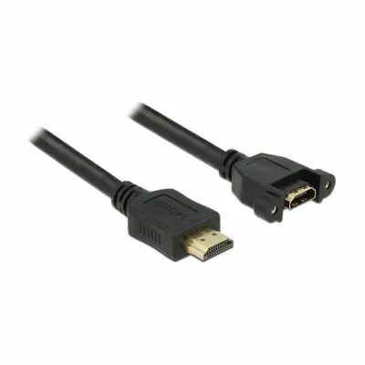 Delock HDMI podaljšek HDMI-A  vtič\, HDMI-A  vtičnica 1.00 m črna 85102 lahko se privije\, pozlačeni konektorji HDMI kabel