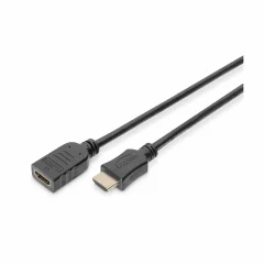Digitus HDMI podaljšek HDMI-A vtič, HDMI-A vtičnica 2 m črna AK-330201-020-S 4K UHD, okrogel, pozlačeni konektorji, trojno oklopljen HDMI kabel