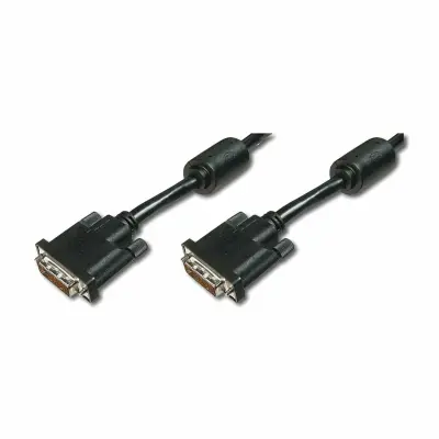 Digitus DVI priključni kabel DVI-D 24+1-polni vtič\, DVI-D 24+1-polni vtič 2.00 m črna AK-320101-020-S lahko se privije\, s feritnim jedrom DVI kabel
