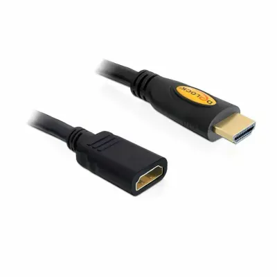 Delock HDMI podaljšek HDMI-A  vtič\, HDMI-A  vtičnica 1.00 m črna 83079 #####4K UHD\, pozlačeni konektorji HDMI kabel