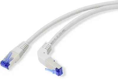 Renkforce RF-4892538 RJ45 omrežni kabel\, Patch kabel CAT 6a S/FTP 10.00 m siva 90° kotni navzdol 1 kos