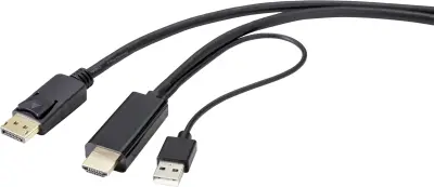 Renkforce pretvorniški kabel HDMI/DisplayPort [1x vtič HDMI - 1x vtič DisplayPort] 2,00 m, 4K, črni, pozlačeni vtični kontakti Renkforce DisplayPort/H