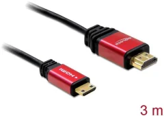 Delock HDMI priključni kabel HDMI-A  vtič\, HDMI-mini-C  vtič 3.00 m črna 84337 pozlačeni konektorji HDMI kabel