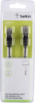 Belkin A3L981BT05MBKHS RJ45 omrežni kabel\, Patch kabel CAT 6 S/FTP 5.00 m črna z zaščitnim zapornim zatičem 1 kos