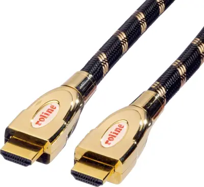 Roline HDMI priključni kabel HDMI-A  vtič\, HDMI-A  vtič 1.50 m črna/zlata 11.04.5694 #####4K UHD\, dvojno oklopljen HDMI kabel