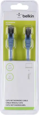 Belkin A3L981BT05MBLHS RJ45 omrežni kabel\, Patch kabel CAT 6 S/FTP 5.00 m modra z zaščitnim zapornim zatičem 1 kos
