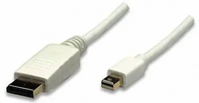 Manhattan Mini-DisplayPort/DisplayPort adapterski kabel mini DisplayPort vtič, DisplayPort vtič 2 m bela 393812 pozlačeni konektorji DisplayPort kabel